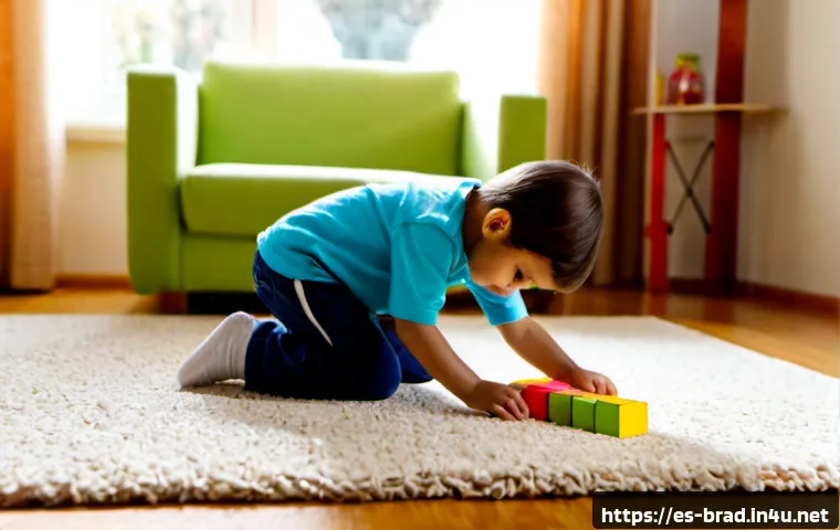 Home 16 브래드이발소와 아이들 행동 발달 - Photorealistic warm family living room in a Spanish-speaking household, a cheerful preschool-aged ch...